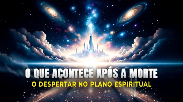 Uma estrada de luz que se estende além do horizonte, simbolizando a transição da alma e o despertar no plano espiritual